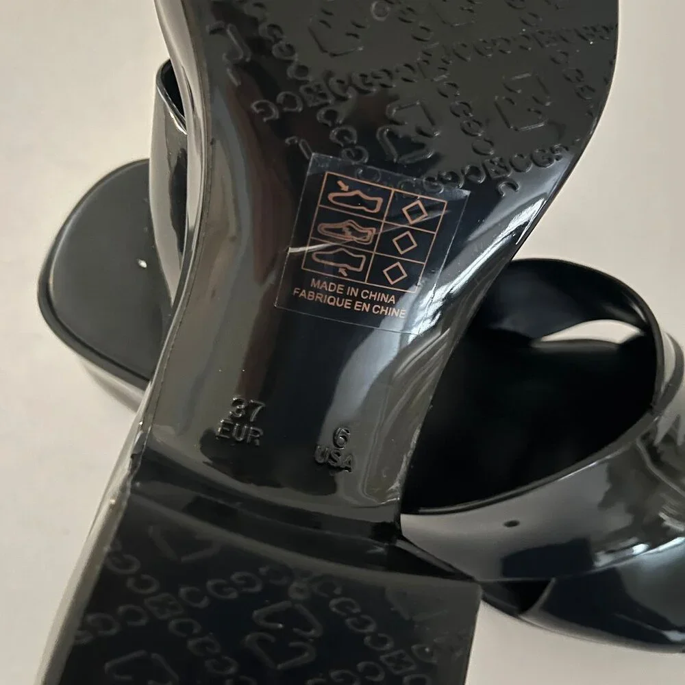 NEW! Jeffery Campbell Black Bubblegum Platform Sandals Heel Mule Patent Slides 6 - Picture 15 of 16